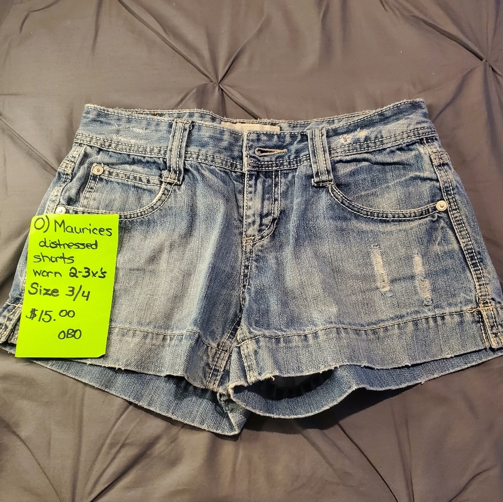 Maurices distressed denim shorts.